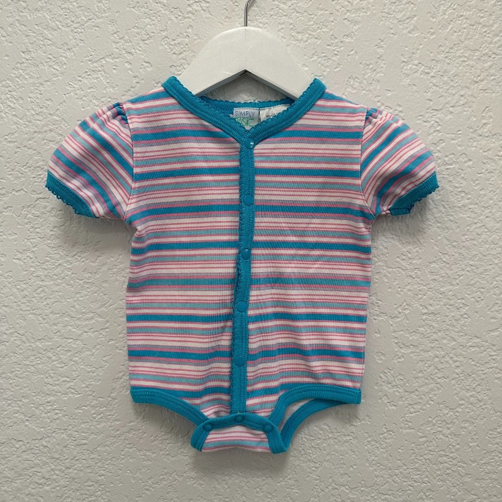Vintage Simply Basic 90s Pink Blue Bodysuit 6/9M